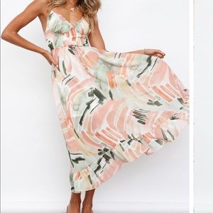 Multicolor ruffle midi dress NWT